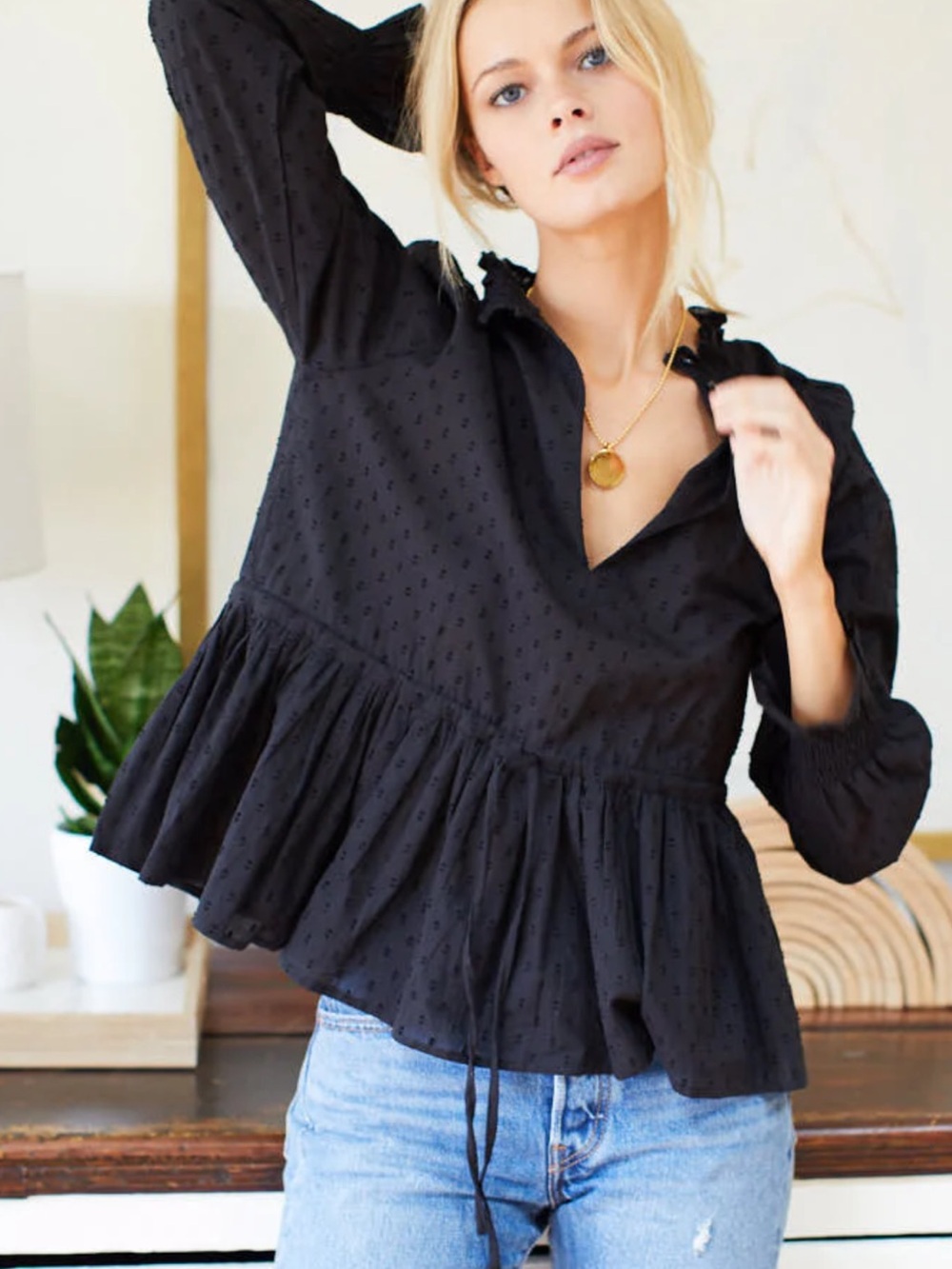 Emerson Fry Lucybella Black Peplum Top - XS/S - Picture 4 of 4